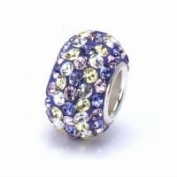 Bella Fascini Purple, Yellow & Crystal Clear Mix, Swarovski Crystal Element Pave Beads, Sterling Silver European Charm Bella Fascini Purple, Yellow & Crystal Clear Mix, Swarovski Crystal Element Pave Beads, Sterling Silver European Charm