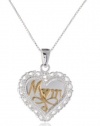 Sterling Silver Mom, A Mother's Love Is The Greatest Gift of All Reversible Heart Pendant Necklace, 18