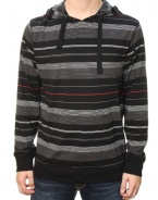 RetroFit Men's Long Sleeve Striped Hooded Shirt Sweater Black