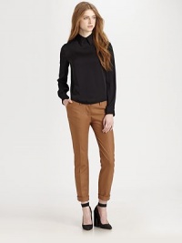 Wide waistband, front pleating and rolled cuffs update this stretchy, wool-rich basic. Hook-and-bar closureFront zipperSlash pocketsRolled cuffsRise, about 9Inseam, about 2968% wool/25% nylon/5% cashmere/2% elastaneDry cleanImportedModel shown is 5'10 (177cm) wearing US size 4. Wide waistband, front pleating and rolled cuffs update this stretchy, wool-rich basic. Hook-and-bar closureFront zipperSlash pocketsRolled cuffsRise, about 9Inseam, about 2968% wool/25% nylon/5% cashmere/2% elastaneDry cleanImportedModel shown is 5'10 (177cm) wearing US size 4.