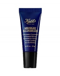 The ideal companion to the highly successful Midnight Recovery Concentrate, this restorative concentrate of essential oils and botanicals improves the youthful appearance around the eye. Infused with the same natural ingredients as Midnight Recovery Concentrate, as well as Butchers Broom, this night treatment leaves under-eye skin feeling strengthened and replenished. Midnight Recovery Eyes non-migrating cream texture is specifically formulated for the delicate eye area.Key Properties: Diminishes the appearance of fine linesReduces puffiness Reduces dark under-eye circlesNo parabens, fragrance, mineral oil or silicones.Ingredients: BUTCHERS BROOM: Used for centuries by European herbal doctors to treat poor circulation and swelling, to promote microcirculation, thereby reducing puffiness. EVENING PRIMROSE OIL: Naturally replete with essential fatty acids to strengthen the skins moisture barrier. LAVENDER OIL: Helps soothe skin and stimulate skins natural recovery process, for brighter, more radiant skin. SQUALANE: A highly refined botanical oil, compatible to skins natural oils, to replenish and restore the moisture barrier.Usage Instructions: Dispense 2 drops onto fingertips and gently pat under eyes and along the orbital bone.Size: 0.5 fl oz.