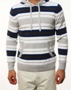 RETROFIT Men's Metal Long Sleeve Striped Hooded Sweater Gray Blue