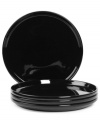 Keep the kitchen and table in check with Stax Living dinnerware. A sleek black glaze adorns salad plates for everyday use, in a shape designed for efficient stacking and storage. Perfect for small spaces!