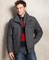 Step up your modern sophistication with this handsome, wind-resistant wool-blend coat from Michael Kors.