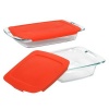Easy Grab 4 Piece Bakeware Set with Red Plastic Cover