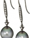 TARA Pearls Tahitian 10x11mm Pearl Black Rhodium Earrings