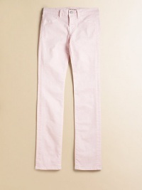 Cotton-rich stretch chinos, tailored with the lean-legged look she loves.Button closureWaistband with belt loopsZip flyFront slash pocketsBack patch pockets98% cotton/2% spandexMachine washMade in the USA of imported fabric Cotton-rich stretch chinos, tailored with the lean-legged look she loves.Button closureWaistband with belt loopsZip flyFront slash pocketsBack patch pockets98% cotton/2% spandexMachine washMade in the USA of imported fabric