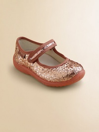She'll shine like a disco ball in these glitter-adorned Mary Jane flats with adjustable grip-tape closure and rubber sole for supreme comfort.Adjustable grip-tape strapTextile and glitter upperTextile liningRubber solePadded leather insoleImported She'll shine like a disco ball in these glitter-adorned Mary Jane flats with adjustable grip-tape closure and rubber sole for supreme comfort.Adjustable grip-tape strapTextile and glitter upperTextile liningRubber solePadded leather insoleImported