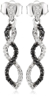 10k White Gold Black and White Diamond Infinity Earrings (1/4 cttw)