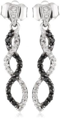 10k White Gold Black and White Diamond Infinity Earrings (1/4 cttw) 10k White Gold Black and White Diamond Infinity Earrings (1/4 cttw)