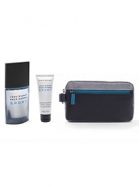 L'Eau d'Issey Pour Homme Sport celebrates its first holiday in the house of Miyake with a 3-piece gift set featuring: Eau de toilette spray, 3.3 oz.; all-over shampoo, 2.5 oz. and a sporty, limited-edition travel case, all for the price of the spray. Made in France. L'Eau d'Issey Pour Homme Sport celebrates its first holiday in the house of Miyake with a 3-piece gift set featuring: Eau de toilette spray, 3.3 oz.; all-over shampoo, 2.5 oz. and a sporty, limited-edition travel case, all for the price of the spray. Made in France.