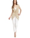 THE LOOKTextured and open weave stripes Pullover style V-neckShort ribbed cuff sleevesInterlaced detailRibbed asymmetrical hemTHE FITAbout 32 from shoulder to hemTHE MATERIAL53% cotton/47% flaxCARE & ORIGINHand washMade in ItalyModel shown is 5'10 (177cm) wearing US size 4. 