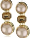 Anne Klein PALATINE Gold-Tone Champagne Colored Pearl and Smokey Colored Drop Earrings