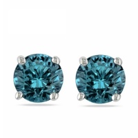 1/5 ct. Blue - Round Brilliant Cut Diamond Earring Studs in 14K White Gold 1/5 ct. Blue - Round Brilliant Cut Diamond Earring Studs in 14K White Gold