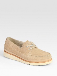 Crafted with boat-shoe inspired styling, this casual lace-up design is highlighted by contrast rubber sole and stitching.Suede upperLeather liningPadded insoleRubber soleImported Crafted with boat-shoe inspired styling, this casual lace-up design is highlighted by contrast rubber sole and stitching.Suede upperLeather liningPadded insoleRubber soleImported