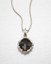 From the Superstud Collection. The stunning pendant that hangs from this sterling silver box chain combines faceted layers of clear quartz crystal and dramatic cat's eye, framed in a silver setting of spiked studs.Clear quartz crystalCat's eyeSterling silverChain length, about 18Pendant diameter, about 1.5Lobster claspImported