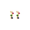 14K Yellow Gold Multi-Color CZ Grapevine Stud Earrings with Screw-back for Baby & Children