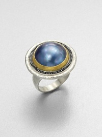 From the Gauntlet Collection. A stunning grey mabe pearl set in 24k gold and hammered sterling silver. Grey cultured mabe pearl18k goldSterling silverWidth, about 1Imported From the Gauntlet Collection. A stunning grey mabe pearl set in 24k gold and hammered sterling silver. Grey cultured mabe pearl18k goldSterling silverWidth, about 1Imported