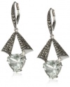 Judith Jack Mint Sterling Silver, Swarovski Marcasite and Chalcedony Drop Earrings