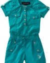 Baby Phat - Kids Girls 7-16 Short Sleve Romper, Waterfall, Large