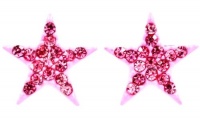 Adorable Small 1/2 Star Shaped Stud Earrings with Sparkly Pink Austrian Crystals Adorable Small 1/2 Star Shaped Stud Earrings with Sparkly Pink Austrian Crystals