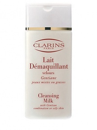 Cleansing Facial Milk with Gentian. The first step to beautiful skin. Formulated for combination or oily skin, this botanically-based milky lotion ensures that skin maintains the perfect balance while cleansing. Gently lifts surface impurities and make-up without causing irritation. Preserves skin's natural hydrolipidic film. Purifies skin by absorbing excess sebum and helps to tighten pores. 7.0 oz. Made in France. Cleansing Facial Milk with Gentian. The first step to beautiful skin. Formulated for combination or oily skin, this botanically-based milky lotion ensures that skin maintains the perfect balance while cleansing. Gently lifts surface impurities and make-up without causing irritation. Preserves skin's natural hydrolipidic film. Purifies skin by absorbing excess sebum and helps to tighten pores. 7.0 oz. Made in France.