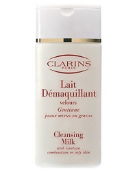 Cleansing Facial Milk with Gentian. The first step to beautiful skin. Formulated for combination or oily skin, this botanically-based milky lotion ensures that skin maintains the perfect balance while cleansing. Gently lifts surface impurities and make-up without causing irritation. Preserves skin's natural hydrolipidic film. Purifies skin by absorbing excess sebum and helps to tighten pores. 7.0 oz. Made in France. 