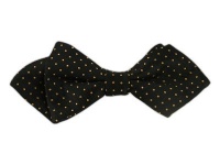 100% Silk Woven Black and Tan Mini Dots Patterned Diamond Tip Self-Tie Bow Tie 100% Silk Woven Black and Tan Mini Dots Patterned Diamond Tip Self-Tie Bow Tie