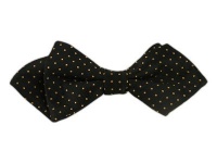 100% Silk Woven Black and Tan Mini Dots Patterned Diamond Tip Self-Tie Bow Tie