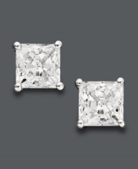 Looking for a little extra sparkle? Brighten any look in Arabella's brilliant stud earrings. Princess-cut Swarovski zirconias (3-3/4 ct. t.w.) shine in a 14k white gold post setting. Approximate diameter: 6 mm.