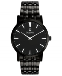 Endless mystery makes the man with this blacked out watch from Bulova. Endless mystery makes the man with this blacked out watch from Bulova.