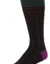 HUGO BOSS Men's Green Grid Pattern Dress Sock