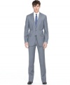 This gray twill suit from Bar III boasts the modern-minded style your tailored attire's been craving.