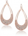 Jessica Simpson Rose Gold Tone Pave Tear Drop Hoop Earrings