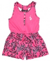 Baby Phat Girls Fuchsia & Cheetah Print Romper Size 4 5/6 6X