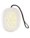 An innovative new way to scent your surroundings. Specifically designed for small spaces, like wardrobes and drawers. The porcelain pendent contains a highly scented hard wax palette that will gradually release its scent for 3-4 months or longer. The pendent is fitted with a ribbon for hanging purposes. Choisya (orange blossom), gives off a gentle, soothing fragrance that is radiant and fresh.