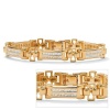 Men's 3.52 TCW Channel-Set Cubic Zirconia 18k Yellow Gold-Plated Bar-Link Bracelet 8