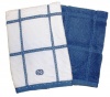 Calphalon 2-Piece Solid and Check Kitchen Towel Set, Blueberry