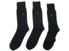Polo Ralph Lauren Set of Three Men's Dress Socks, Solid Black, Grey Pony, Slightly Ribbed (Size 10-13)