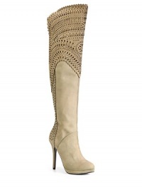 THE LOOKLasercut nubuck upperLace-up backSide zip closurePadded insoleSelf-covered heel, 4½ (115mm)Wooden platform, ½ (15mm)Compares to a 4 heel (100mm)Shaft, 25Leg circumference, 16½THE MATERIALNubuck upperLeather liningLeather soleORIGINImported THE LOOKLasercut nubuck upperLace-up backSide zip closurePadded insoleSelf-covered heel, 4½ (115mm)Wooden platform, ½ (15mm)Compares to a 4 heel (100mm)Shaft, 25Leg circumference, 16½THE MATERIALNubuck upperLeather liningLeather soleORIGINImported