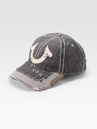 A studded horseshoe is at the center of this pinstriped hat made of a soft linen blend. 55% linen/45% cottonHand washImported