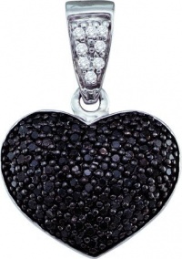 10k White Gold Heart Pendant 0.55 ct Pave Black Diamonds w/ Solid Prongs & White Natural Diamonds Accent on Top - Incl. ClassicDiamondHouse Free Gift Box & Cleaning Cloth 10k White Gold Heart Pendant 0.55 ct Pave Black Diamonds w/ Solid Prongs & White Natural Diamonds Accent on Top - Incl. ClassicDiamondHouse Free Gift Box & Cleaning Cloth