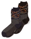 Kick off your riding boots to show off these equestrian-inspired, print-blocked socks from Lauren Ralph Lauren.