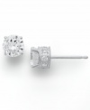 Diamond stud earrings have never sparkled so bright. This unique style features a round-cut diamond at center with a row of round-cut diamonds in the post (1 ct. t.w.). Four-prong setting crafted in 14k white gold. Approximate diameter: 4-1/10 mm.