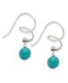 Fun style with colorful flair. Jody Coyote's unique swirl drop earrings are crafted in sterling silver with a colorful turquoise bead (6 mm). Approximate drop: 1 inch.