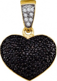 10k Yellow Gold Heart Pendant 0.55 ct Pave Black Diamonds w/ Solid Prongs & White Natural Diamonds Accent on Top - Incl. ClassicDiamondHouse Free Gift Box & Cleaning Cloth 10k Yellow Gold Heart Pendant 0.55 ct Pave Black Diamonds w/ Solid Prongs & White Natural Diamonds Accent on Top - Incl. ClassicDiamondHouse Free Gift Box & Cleaning Cloth