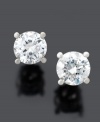 Cultivate a perfect look with Gemex Certified colorless round-cut diamond (1 ct. t.w.) earrings set in platinum.