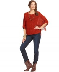 Fringe trim adds a boho-chic appeal to this stylishly slouchy Lucky Brand Jeans sweater -- pair it with your fave denim!