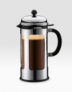 A elegantly modern French press coffee maker from the renowned Danish company, designed in borosilicate double-wall glass encased in stainless steel to protect the glass and ensure that it's completely spill-proof. A silicone gasket connects the lid and glass to help maintain the heat of the coffee even longer.8-cup/34-oz. capacityIncludes 0.25-oz.