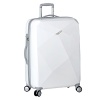 Extremely lightweight and durable polycarbonate shell with fully lined interior. Tie down straps to keep your clothing wrinkle free. Push button locking Trolley handle made of aircraft grade aluminum. Multiple pockets and divider makes organized packing easy. Specially designed multi-directional wheels with 360 degree rotation.